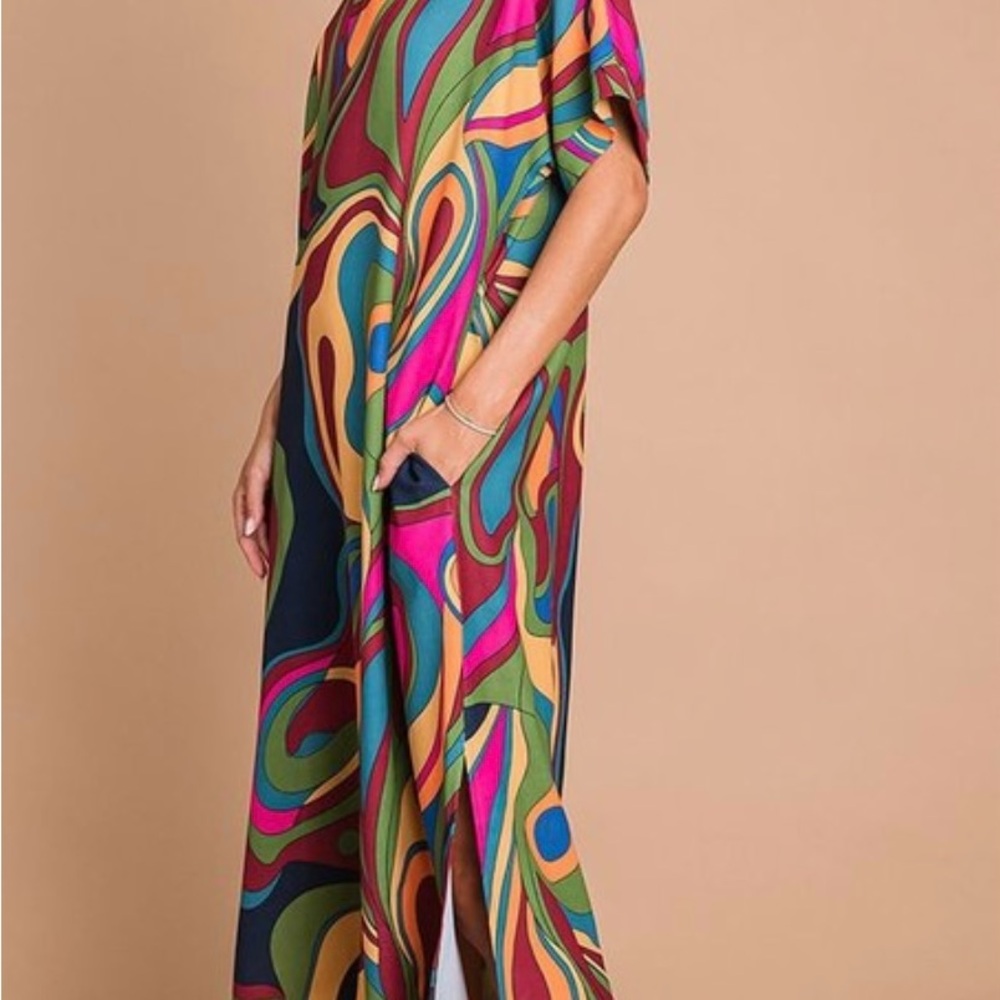 Multicolor Abstract Print Maxi Dress - Picture 4 of 7